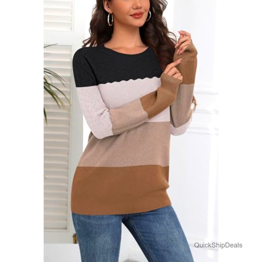 Oversized Pullover Sweater With Patchwork Knit De… - image 3